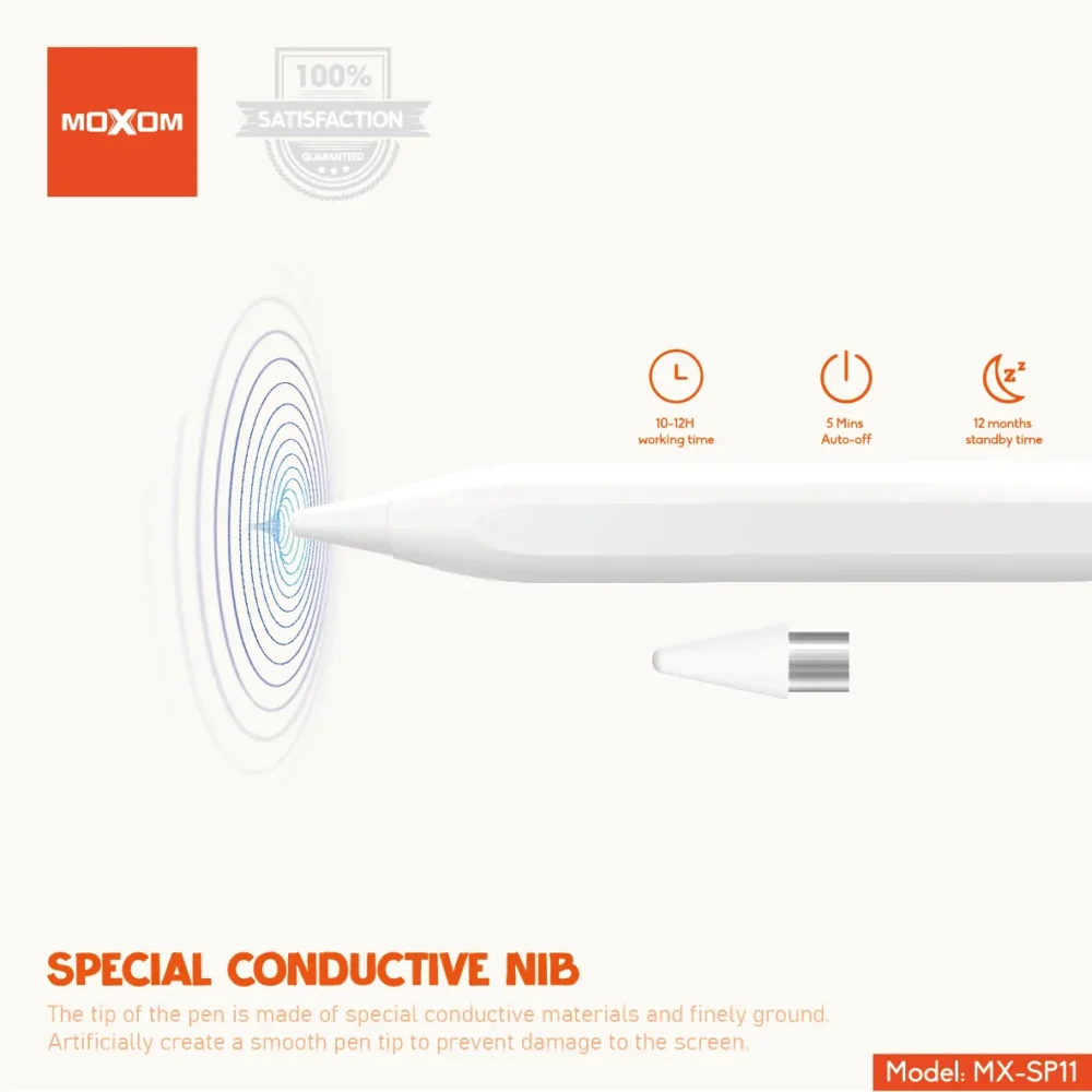 Stylet Tactile Universel MOXOM MX-SP11 – Haute Précision, Rechargeable USB-C & Pointe Remplaçable — image 5