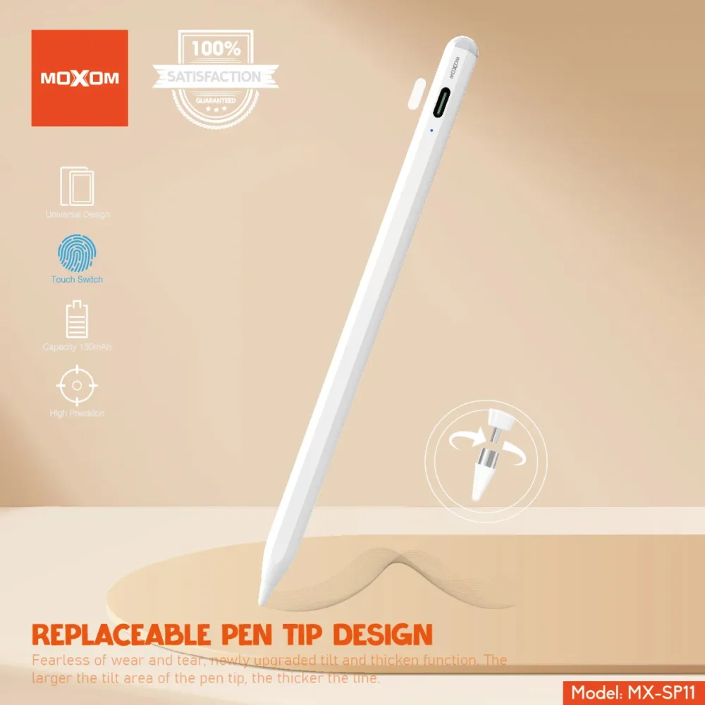 Stylet Tactile Universel MOXOM MX-SP11 – Haute Précision, Rechargeable USB-C & Pointe Remplaçable — image 7