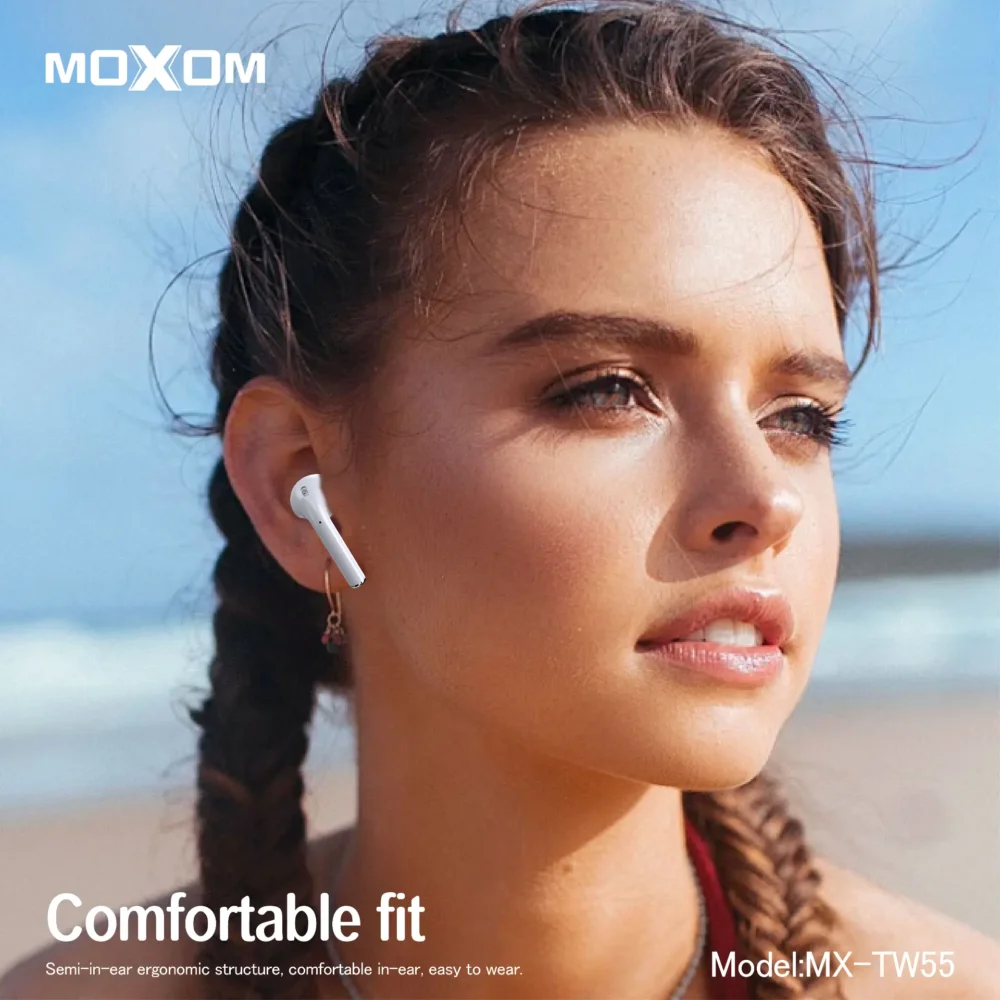 Écouteurs Sans Fil MOXOM MX-TW55 Bluetooth 5.3 – Audio Spatial, Appels HD et Boîtier de Charge Compact — image 5