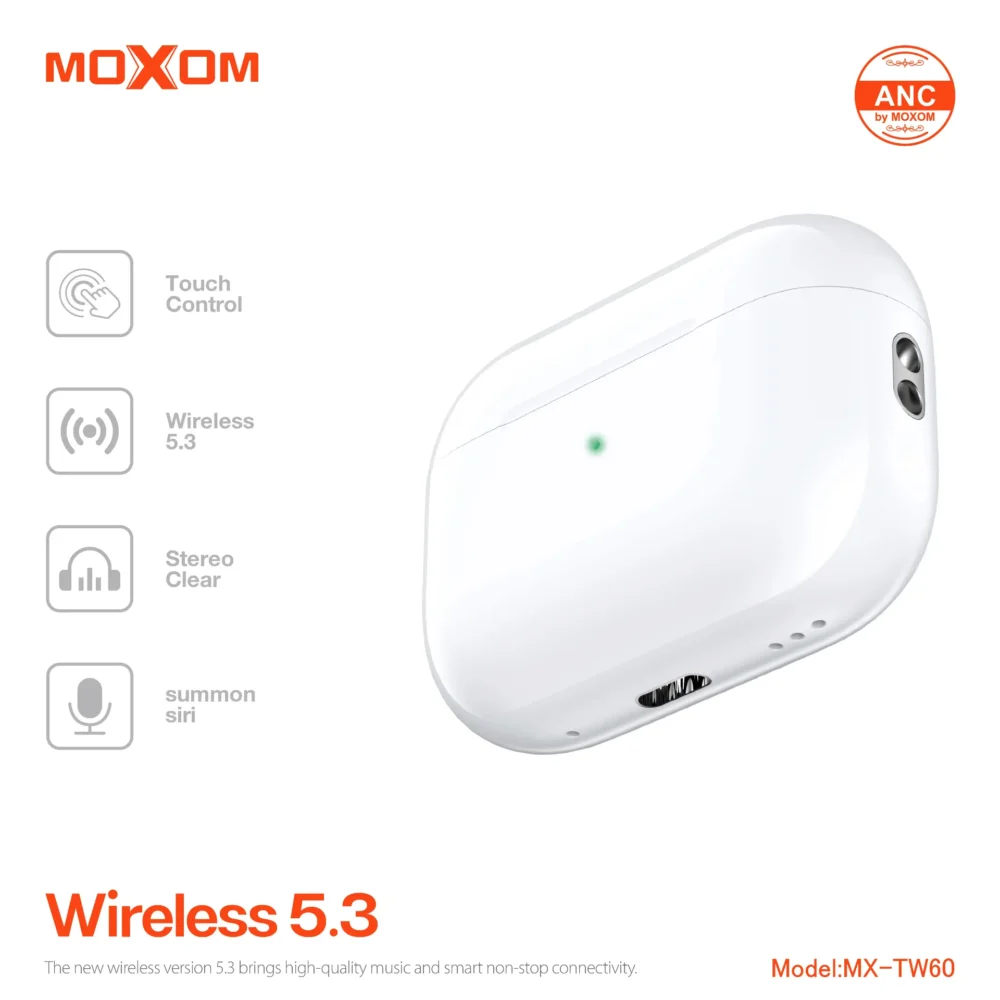 Écouteurs Sans Fil MOXOM MX-TW60 ANC Bluetooth 5.3 – Son Hi-Fi Stéréo, Réduction Active du Bruit et Recharge Rapide — image 5