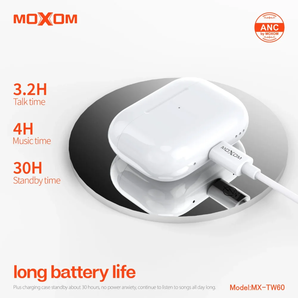 Écouteurs Sans Fil MOXOM MX-TW60 ANC Bluetooth 5.3 – Son Hi-Fi Stéréo, Réduction Active du Bruit et Recharge Rapide — image 7