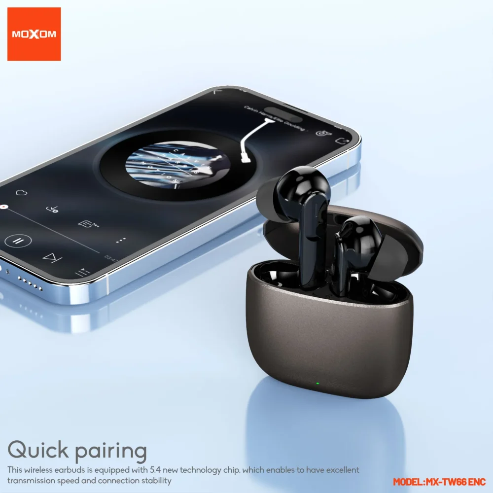 Écouteurs Sans Fil MOXOM MX-TW66 ENC Bluetooth 5.4 – Réduction de Bruit pour Appels, Son Hi-Fi et Boîtier Premium en Alliage de Zinc — image 9