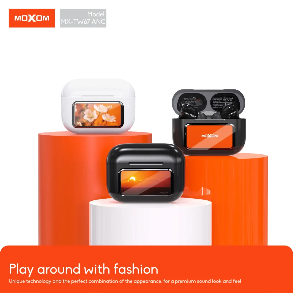 Écouteurs Sans Fil MOXOM MX-TW67 ANC Bluetooth 5.4 – Écran Tactile LCD Intelligent, Réduction Active du Bruit et Son Hi-Fi — image 7