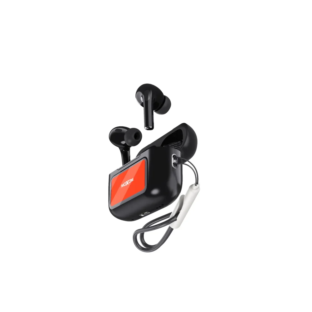 Écouteurs Sans Fil MOXOM MX-TW67 ANC Bluetooth 5.4 – Écran Tactile LCD Intelligent, Réduction Active du Bruit et Son Hi-Fi