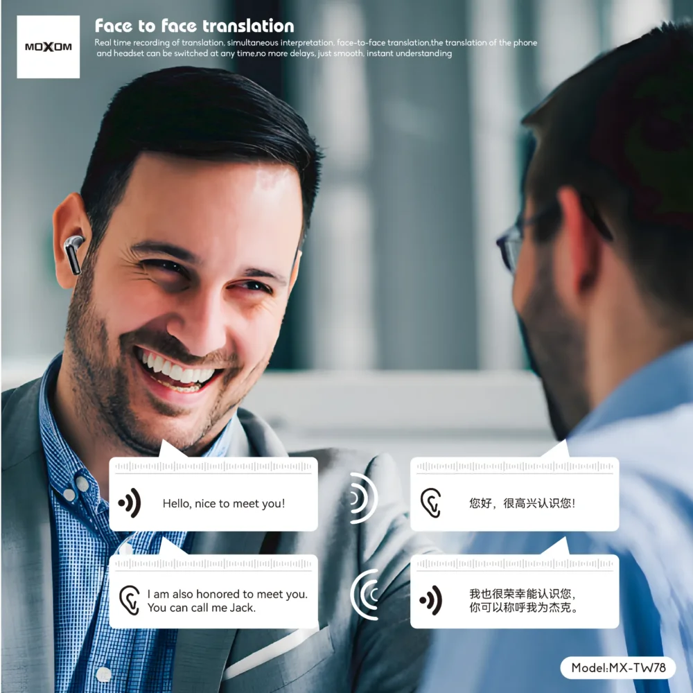 # Écouteurs Sans Fil MOXOM MX-TW78 Bluetooth 5.3 avec Traduction IA en 30+ Langues — image 10