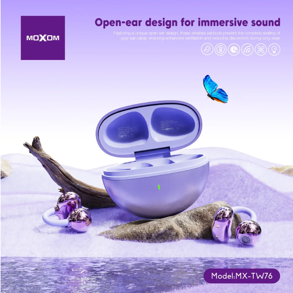 Écouteurs Sans Fil MOXOM MX-TW76 Open-Ear Bluetooth 5.4 – Design Tour d’Oreille, Son Hi-Fi et Confort Longue Durée — image 5