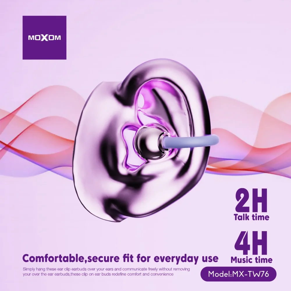 Écouteurs Sans Fil MOXOM MX-TW76 Open-Ear Bluetooth 5.4 – Design Tour d’Oreille, Son Hi-Fi et Confort Longue Durée — image 6