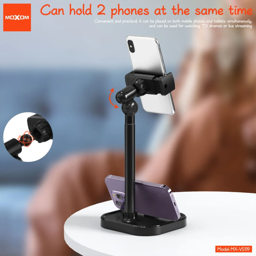 Support Téléphone & Tablette de Bureau MOXOM MX-VS119 – Support Réglable en Hauteur avec Rotation 360° — image 6