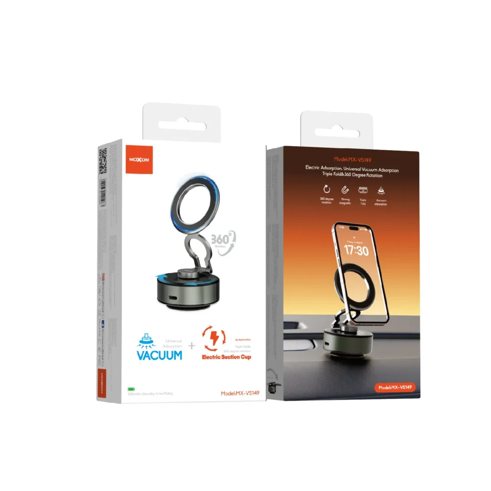 Support Téléphone Magnétique à Ventouse Électrique MOXOM MX-VS149 – Rotation 360° & Fixation Ultra Puissante — image 3