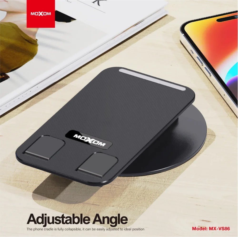 Support Téléphone de Bureau MOXOM MX-VS86 – Support Pliable Rotatif 360° pour Smartphone et Tablette — image 7
