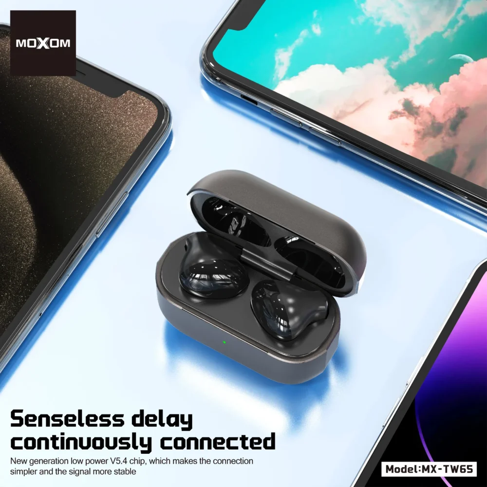 Écouteurs Sans Fil MOXOM MX-TW65 Bluetooth 5.4 – Commandes Tactiles, Son Hi-Fi Stéréo et Design Ultra-Compact — image 6