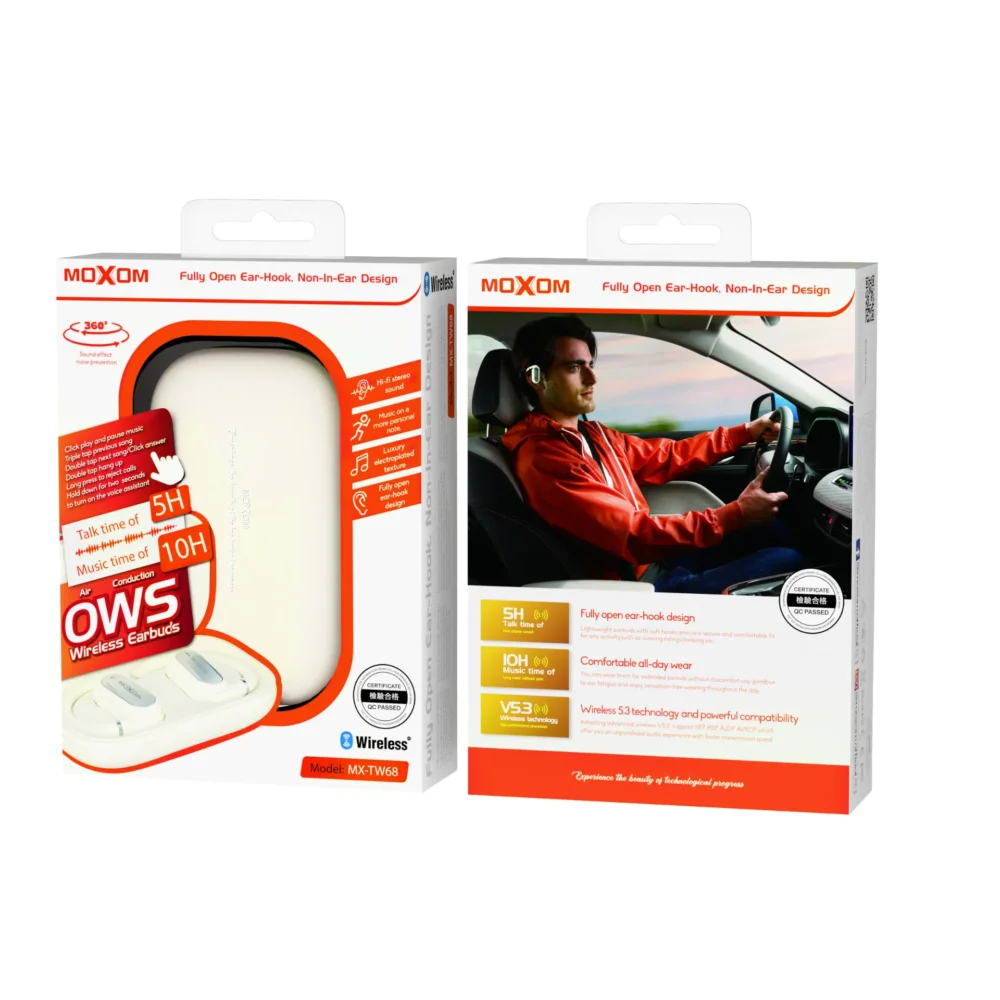 Écouteurs Sans Fil MOXOM MX-TW68 OWS Bluetooth 5.3 – Design Open-Ear, Son Hi-Fi et Confort Sportif — image 8