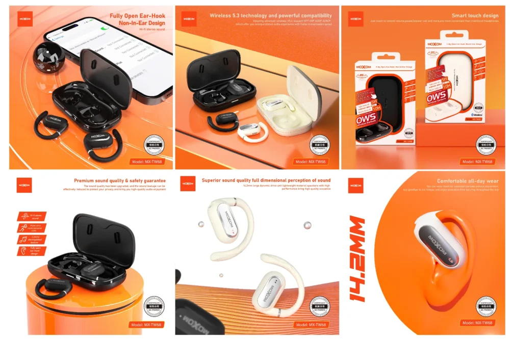 Écouteurs Sans Fil MOXOM MX-TW68 OWS Bluetooth 5.3 – Design Open-Ear, Son Hi-Fi et Confort Sportif — image 9