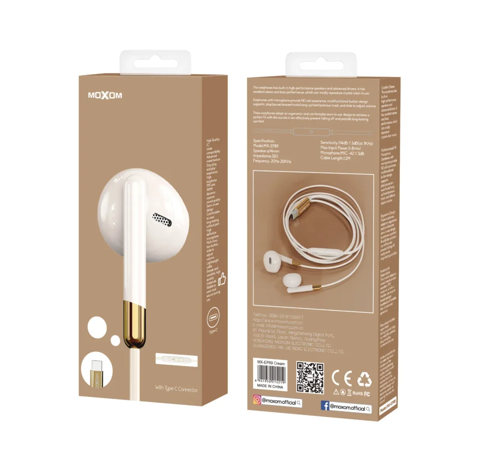Écouteurs Filaires MOXOM MX-EP89 USB Type-C – Son Stéréo HD, Microphone Intégré, Commande Multifonction, Plug & Play — image 10