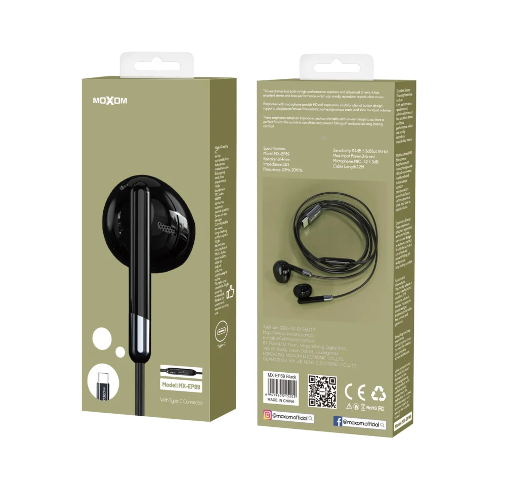 Écouteurs Filaires MOXOM MX-EP89 USB Type-C – Son Stéréo HD, Microphone Intégré, Commande Multifonction, Plug & Play — image 11
