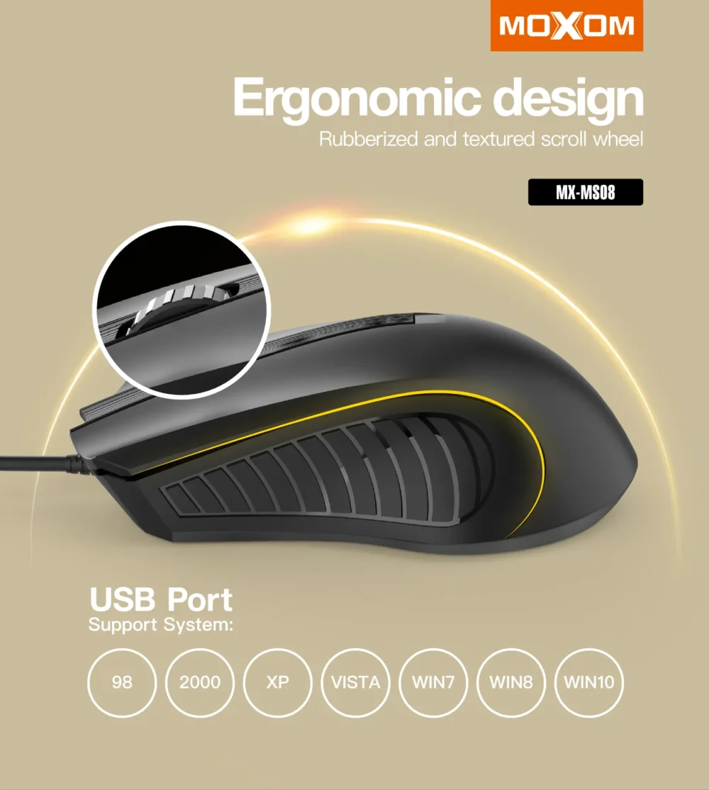 MOXOM MX-MS08 Souris Filaire USB Optique 1000 DPI pour PC et Ordinateur Portable — image 5