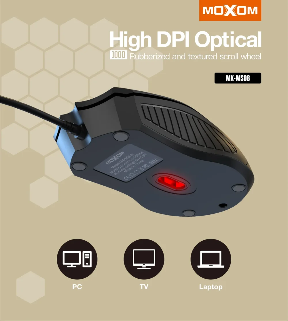 MOXOM MX-MS08 Souris Filaire USB Optique 1000 DPI pour PC et Ordinateur Portable — image 7