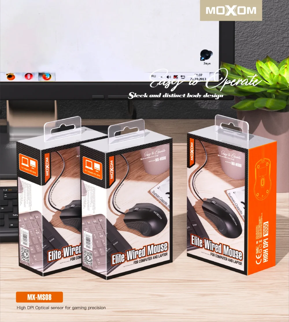 MOXOM MX-MS08 Souris Filaire USB Optique 1000 DPI pour PC et Ordinateur Portable — image 3