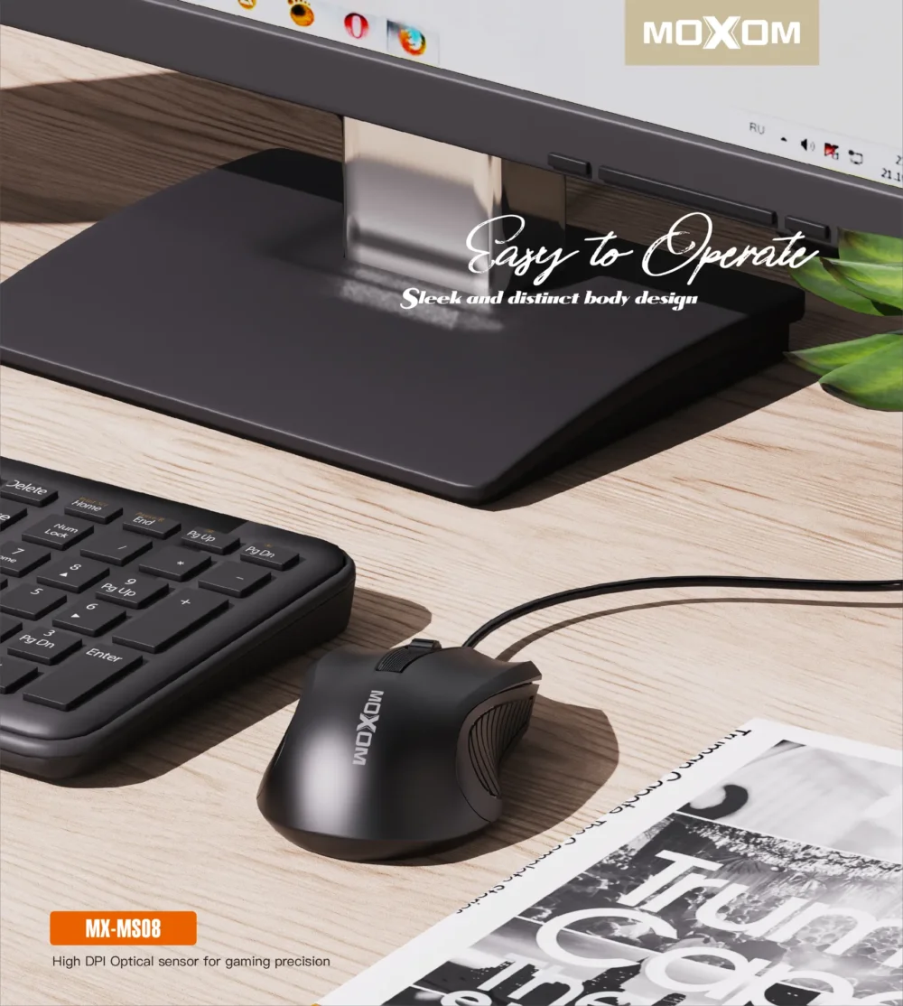 MOXOM MX-MS08 Souris Filaire USB Optique 1000 DPI pour PC et Ordinateur Portable — image 6
