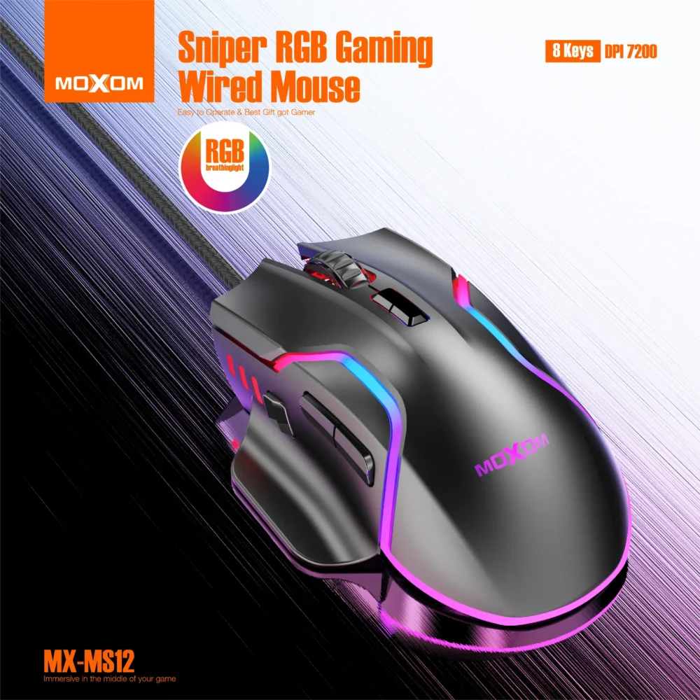 MOXOM MX-MS12 Souris Gaming RGB Filaire 7200 DPI – — image 3