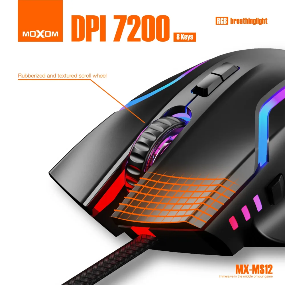 MOXOM MX-MS12 Souris Gaming RGB Filaire 7200 DPI – — image 5