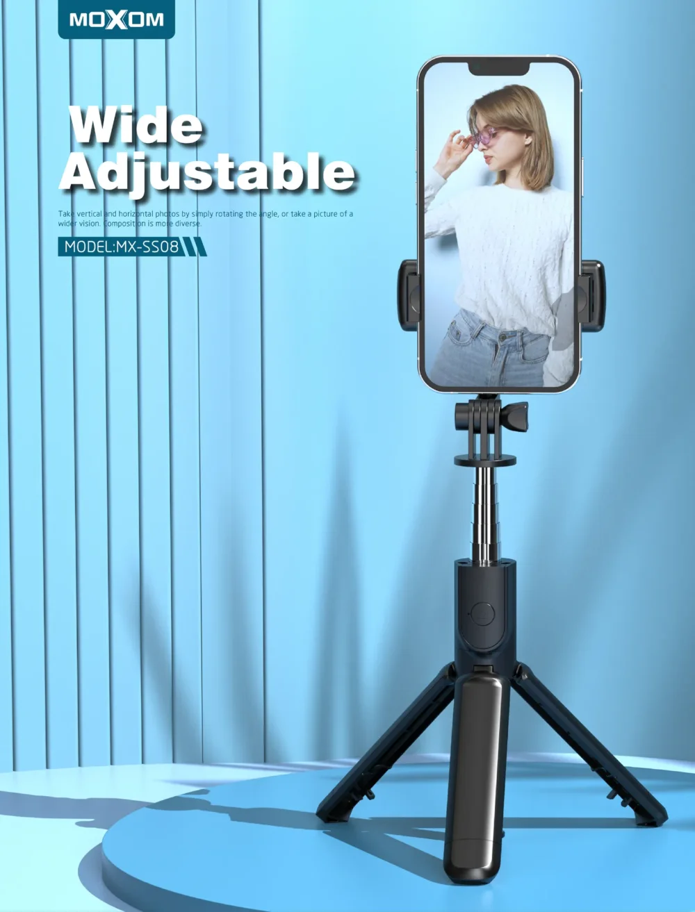 MOXOM MX-SS08 Selfie Stick Trépied Bluetooth – Perche à Selfie Extensible 680mm avec Télécommande Sans Fil — image 6