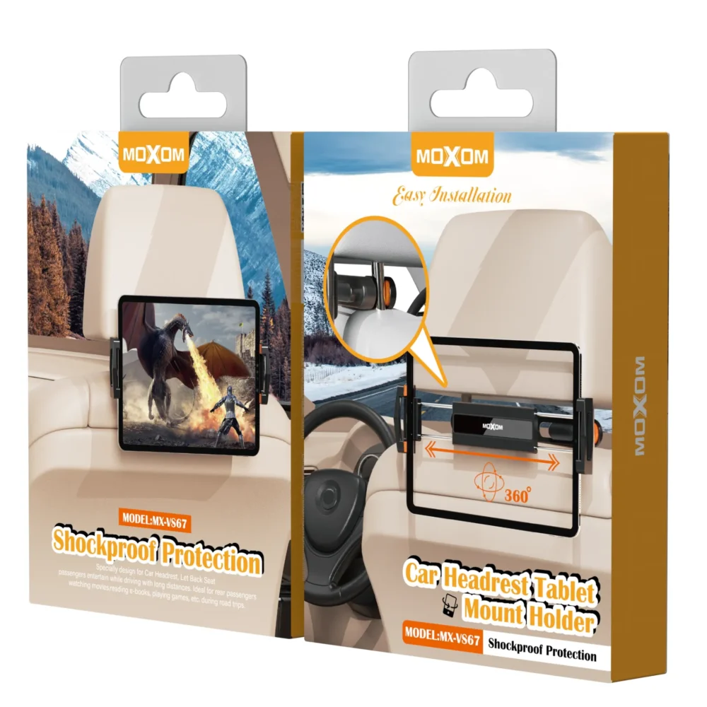Support Tablette Appui-Tête Voiture MOXOM MX-VS67 – Support Universel Rotatif 360° pour Tablettes et Smartphones — image 5