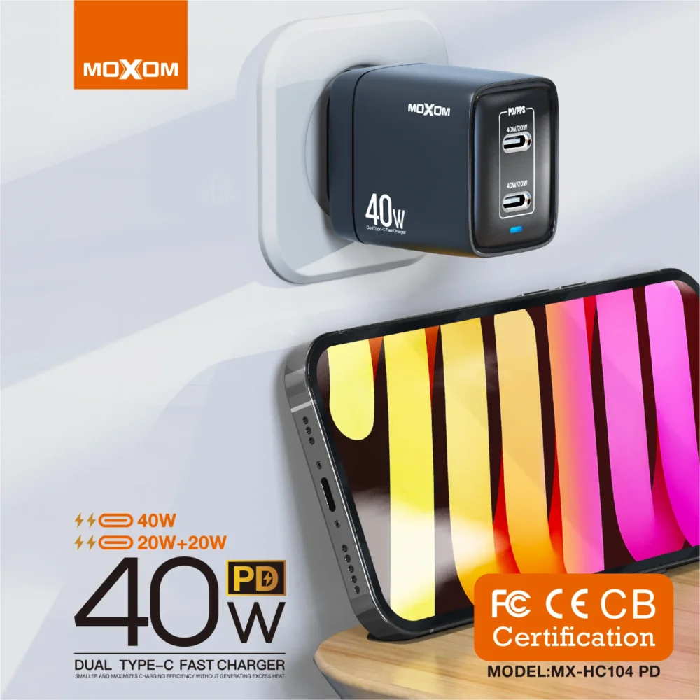 Chargeur Rapide MOXOM MX-HC104 PD 40W Double USB-C — image 8