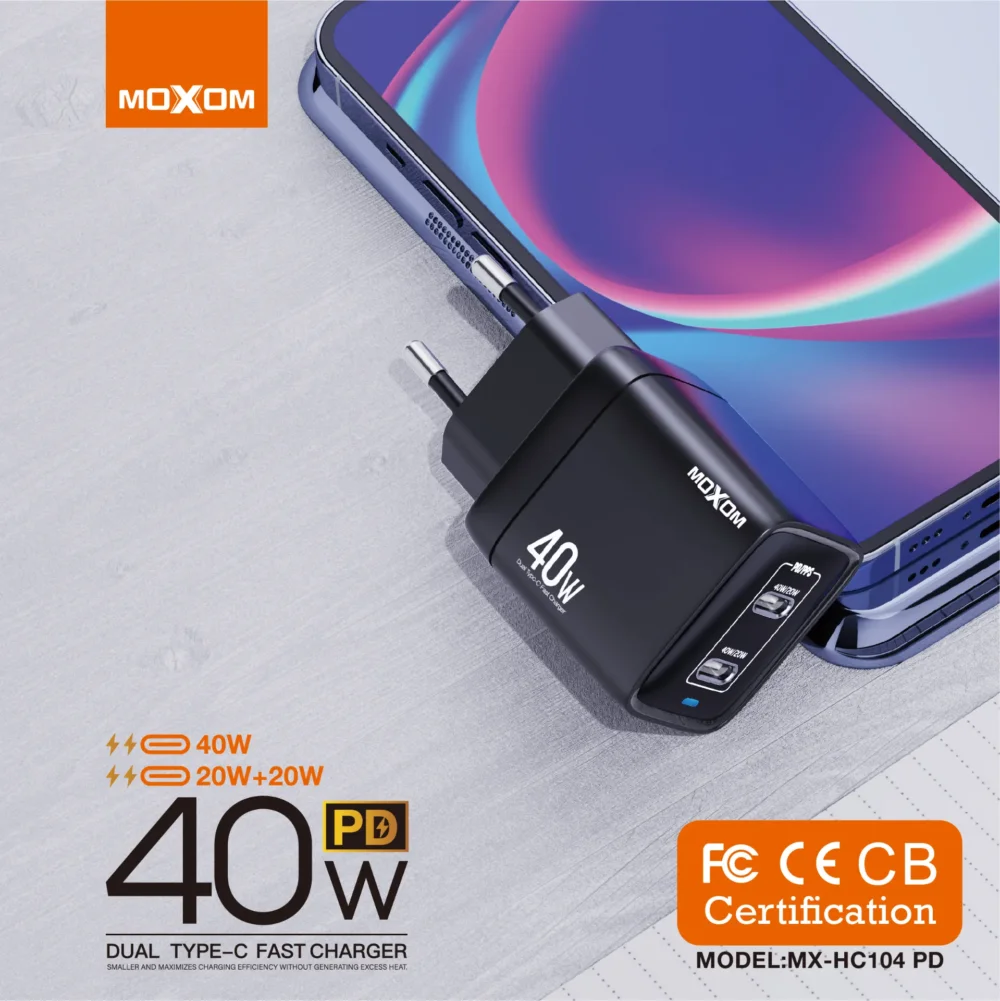 Chargeur Rapide MOXOM MX-HC104 PD 40W Double USB-C — image 3