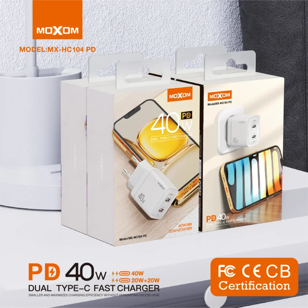 Chargeur Rapide MOXOM MX-HC104 PD 40W Double USB-C — image 4