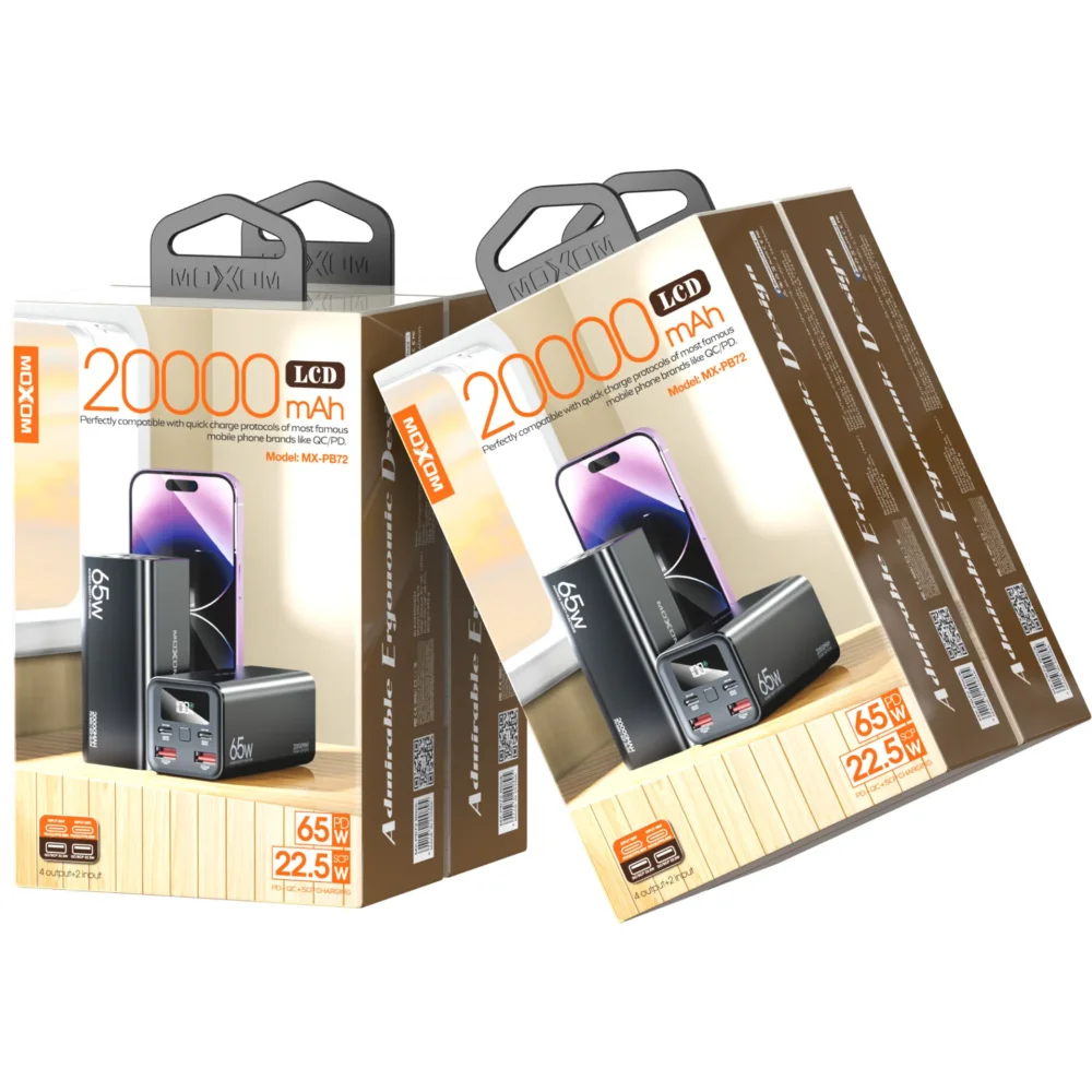 PowerBank MOXOM MX-PB72 20000mAh – Charge Rapide PD 65W & SCP 22.5W avec Écran LCD — image 7
