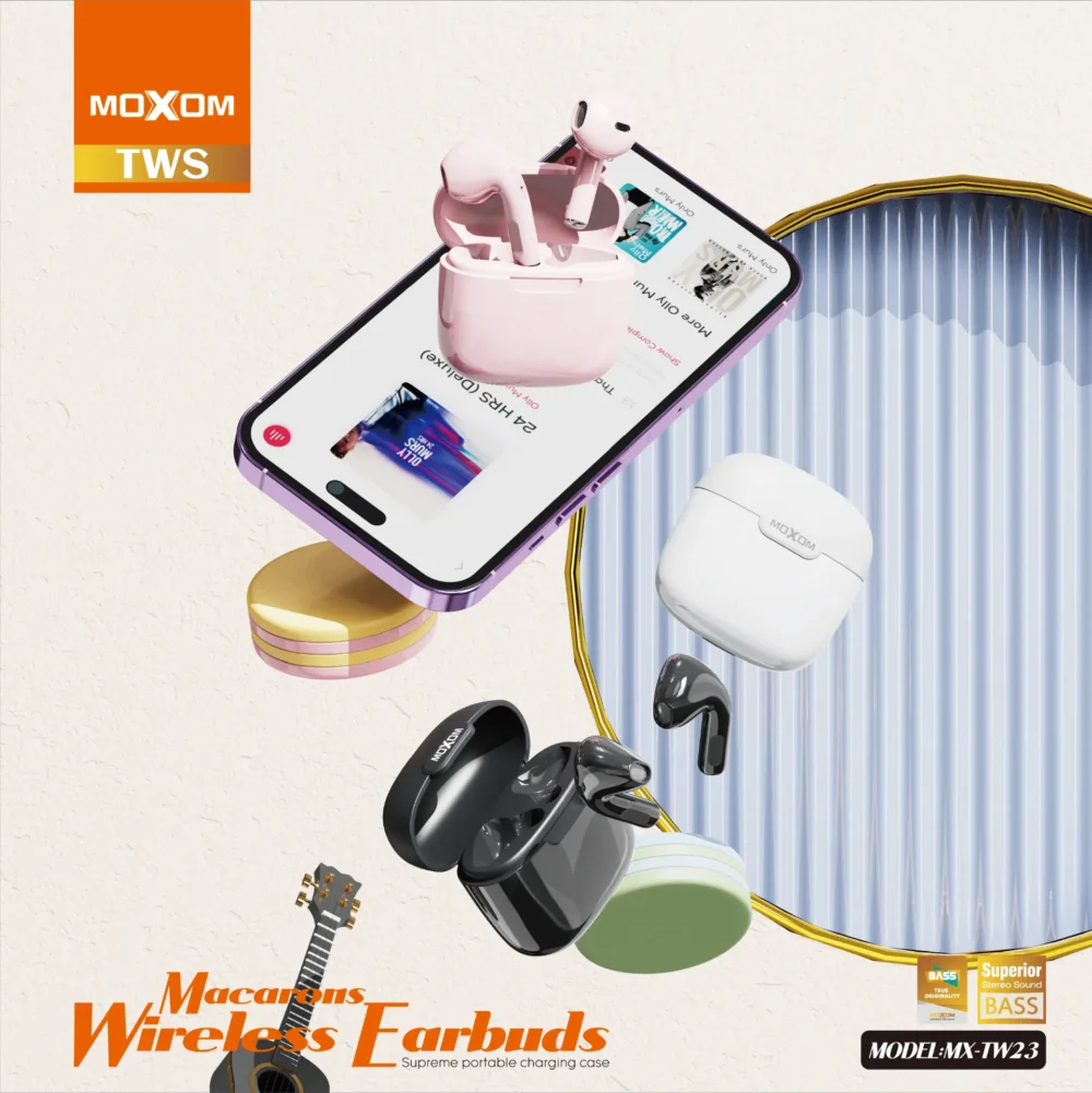 MOXOM MX-TW23 Écouteurs Bluetooth TWS Sans Fil avec Commande Tactile, Son Stéréo Bass et Boîtier de Charge Compact — image 6