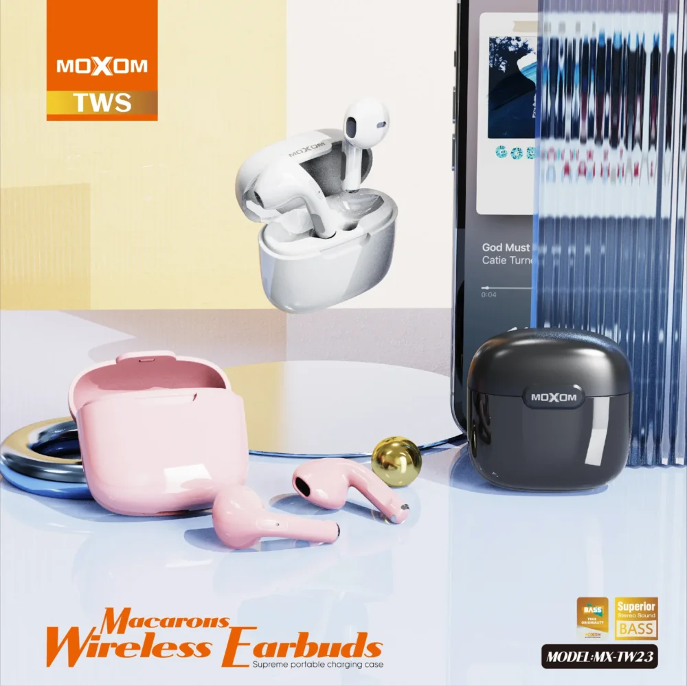 MOXOM MX-TW23 Écouteurs Bluetooth TWS Sans Fil avec Commande Tactile, Son Stéréo Bass et Boîtier de Charge Compact — image 4