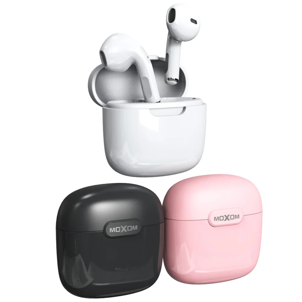 MOXOM MX-TW23 Écouteurs Bluetooth TWS Sans Fil avec Commande Tactile, Son Stéréo Bass et Boîtier de Charge Compact