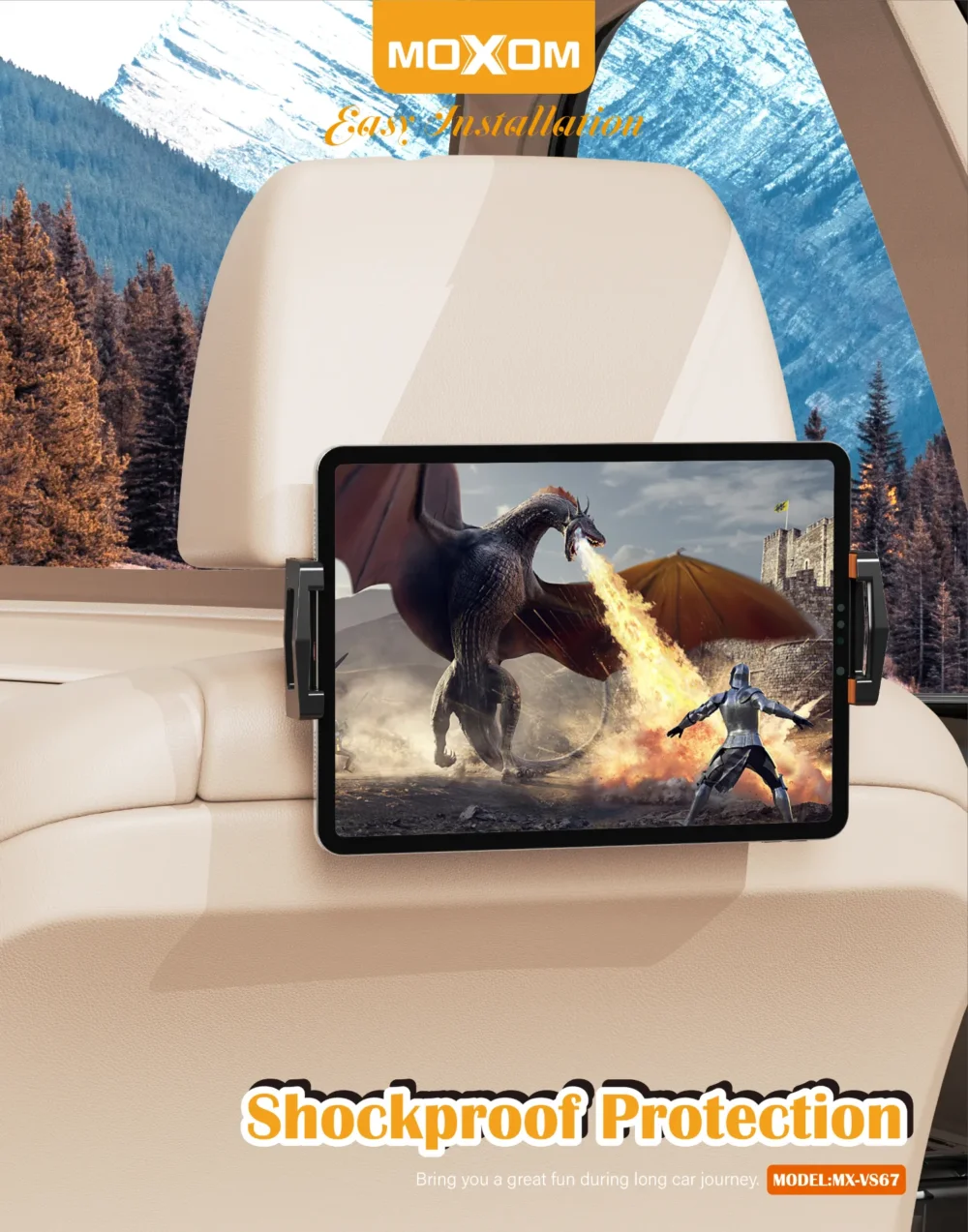 Support Tablette Appui-Tête Voiture MOXOM MX-VS67 – Support Universel Rotatif 360° pour Tablettes et Smartphones — image 7