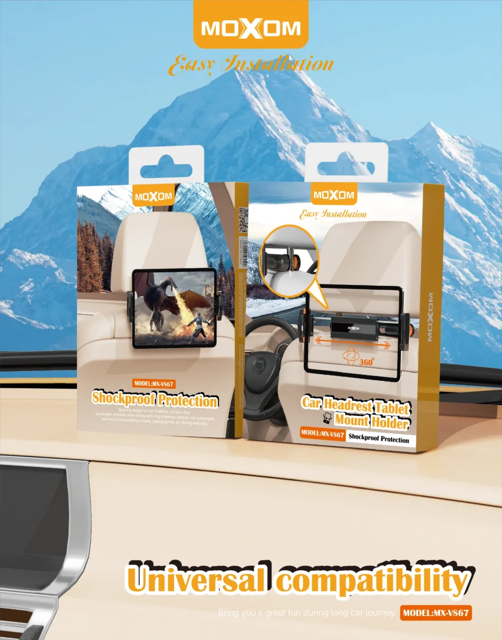 Support Tablette Appui-Tête Voiture MOXOM MX-VS67 – Support Universel Rotatif 360° pour Tablettes et Smartphones — image 8