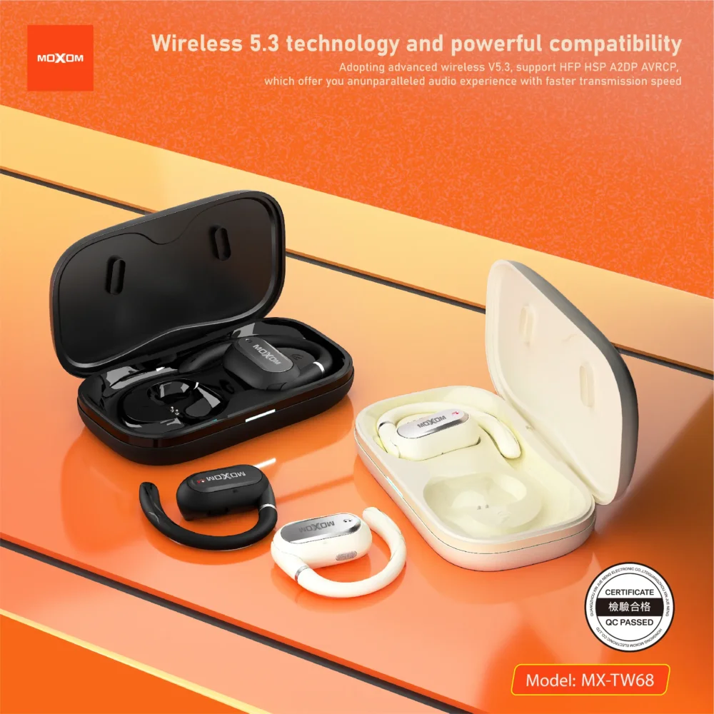 Écouteurs Sans Fil MOXOM MX-TW68 OWS Bluetooth 5.3 – Design Open-Ear, Son Hi-Fi et Confort Sportif — image 3