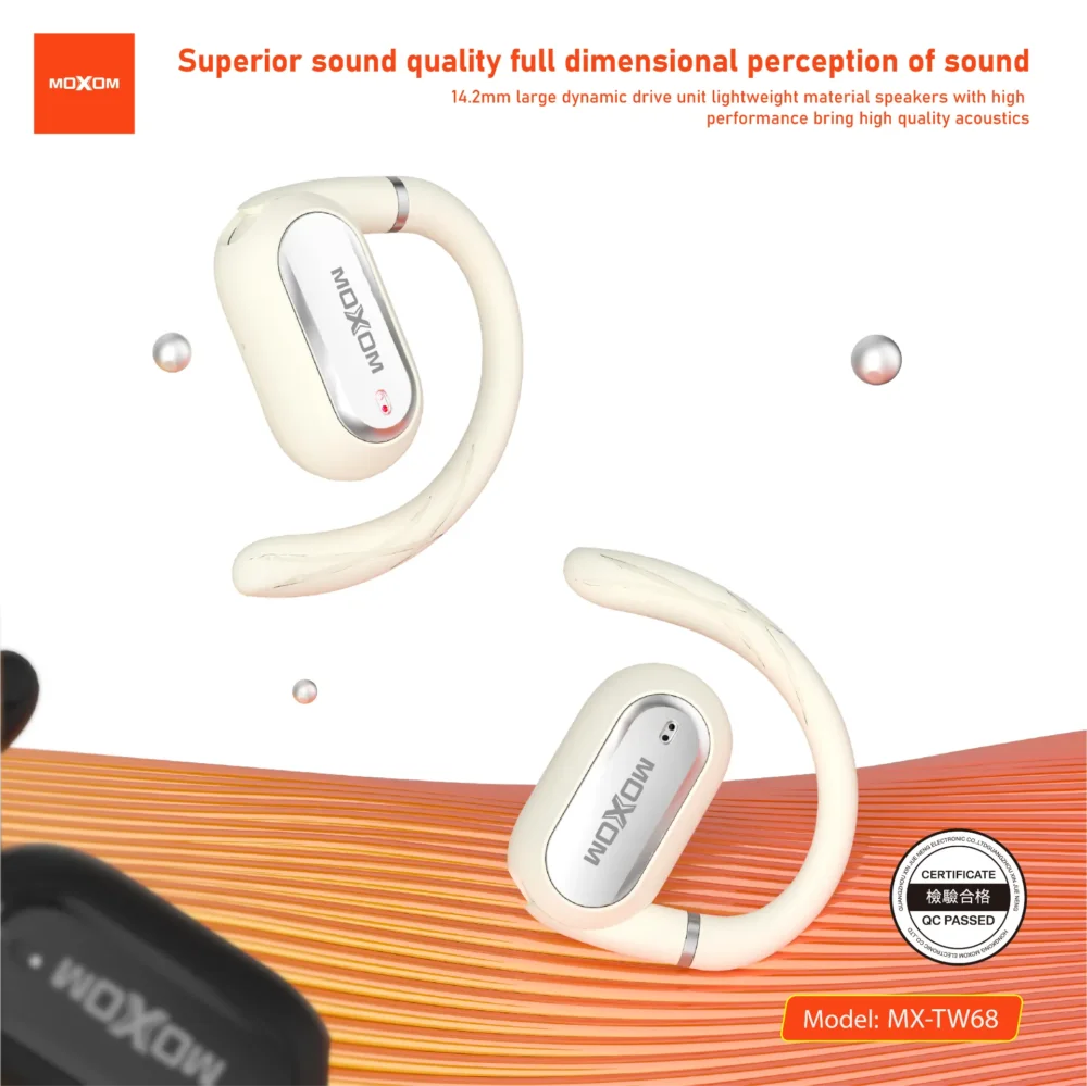 Écouteurs Sans Fil MOXOM MX-TW68 OWS Bluetooth 5.3 – Design Open-Ear, Son Hi-Fi et Confort Sportif — image 4