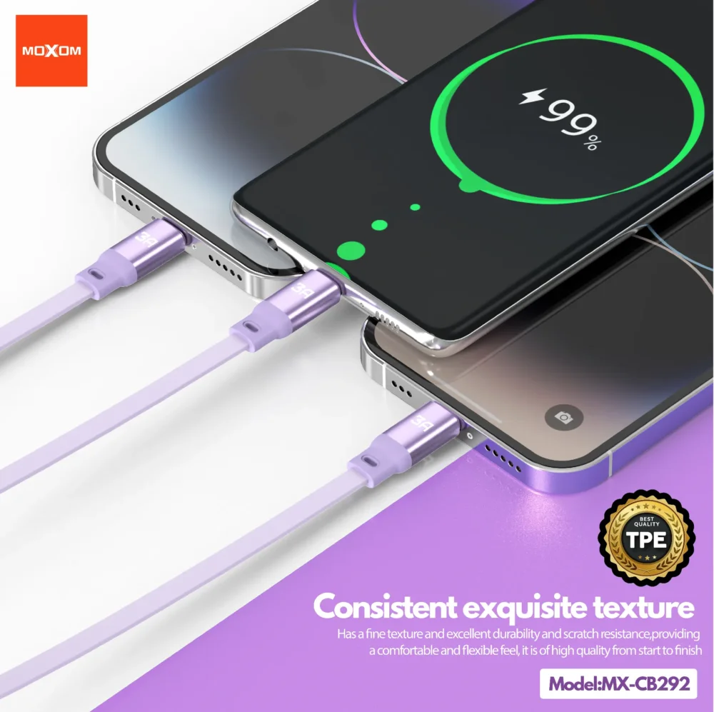 Câble de Charge 3-en-1 MOXOM MX-CB292 – Design Rétractable et Charge Multiple — image 6