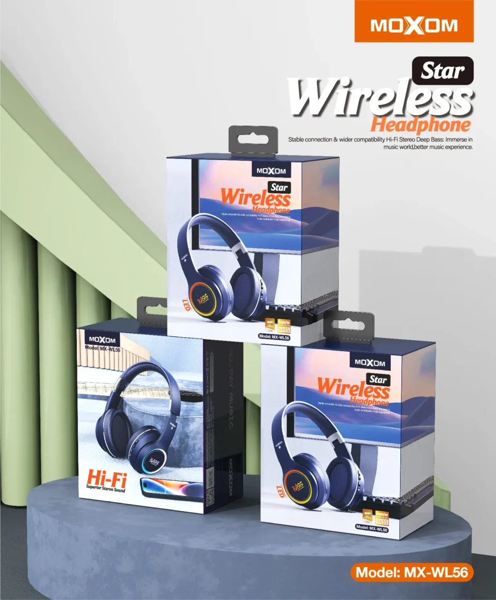 MOXOM MX-WL56 Casque Bluetooth Sans Fil LED – Son Hi-Fi Bass Profond & Design Pliable — image 7