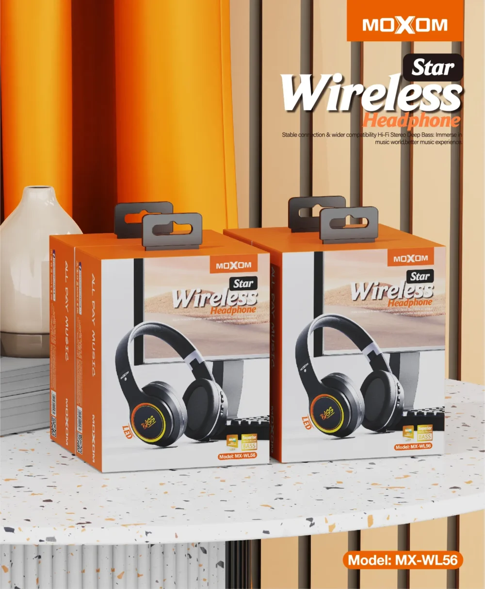 MOXOM MX-WL56 Casque Bluetooth Sans Fil LED – Son Hi-Fi Bass Profond & Design Pliable — image 8