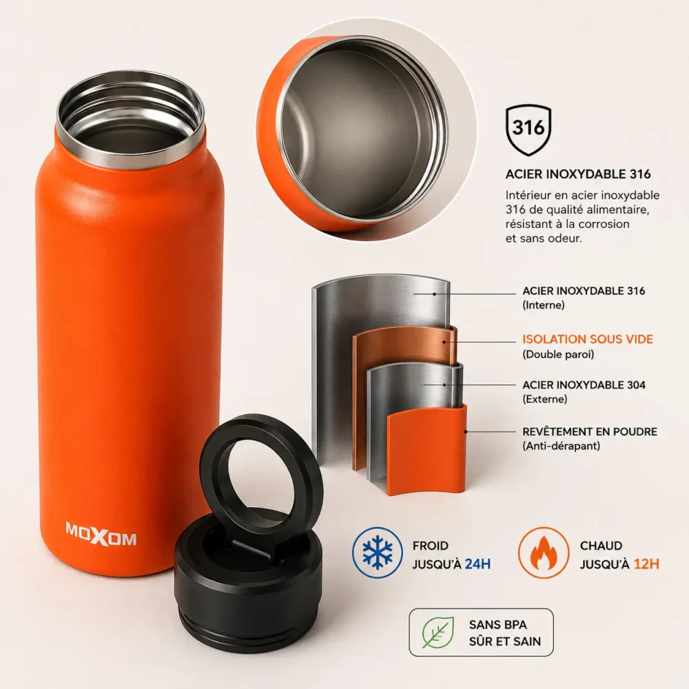 Bouteille Isotherme MOXOM 710ML avec Support Téléphone Magnétique 360° – Compatible MagSafe — image 3