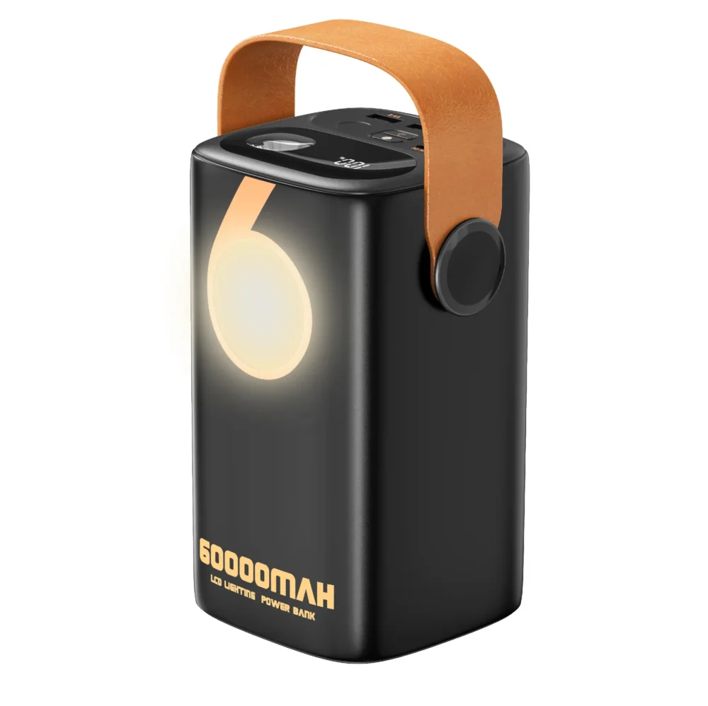 MOXOM MX-PB131 Power Bank 60000mAh avec Lampe LED, Affichage LCD Numérique et Charge Rapide PD 20W / SCP 22.5W