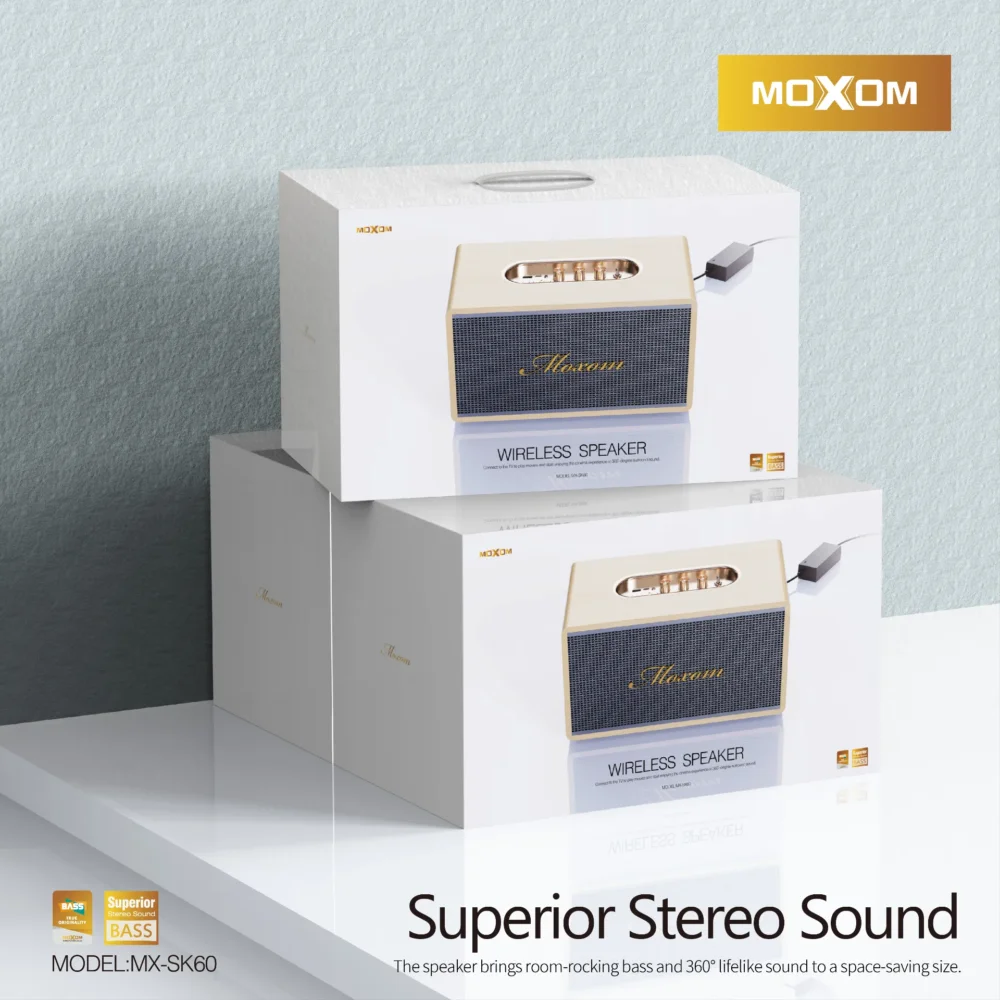 Enceinte Bluetooth MOXOM MX-SK60 – Son 360°, Bass Puissant & Design Premium — image 6