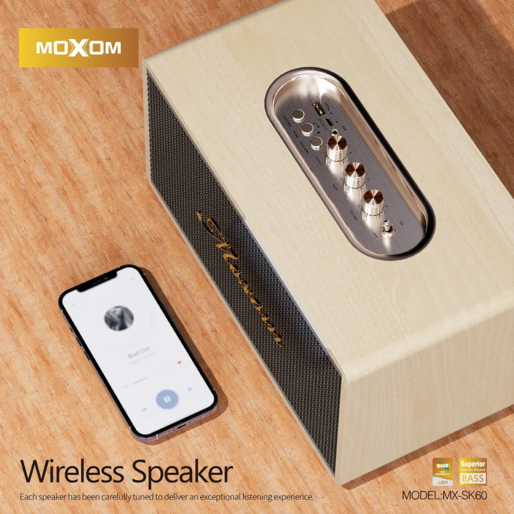 Enceinte Bluetooth MOXOM MX-SK60 – Son 360°, Bass Puissant & Design Premium — image 8