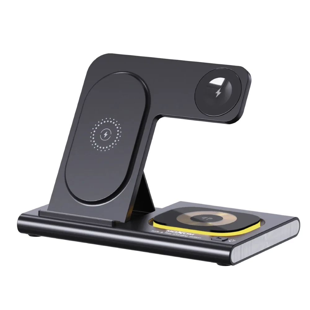 Charge Sans Fil 3-en-1 MOXOM MX-ST11 – Charge Rapide 22W pour Smartphone, Montre & Écouteurs