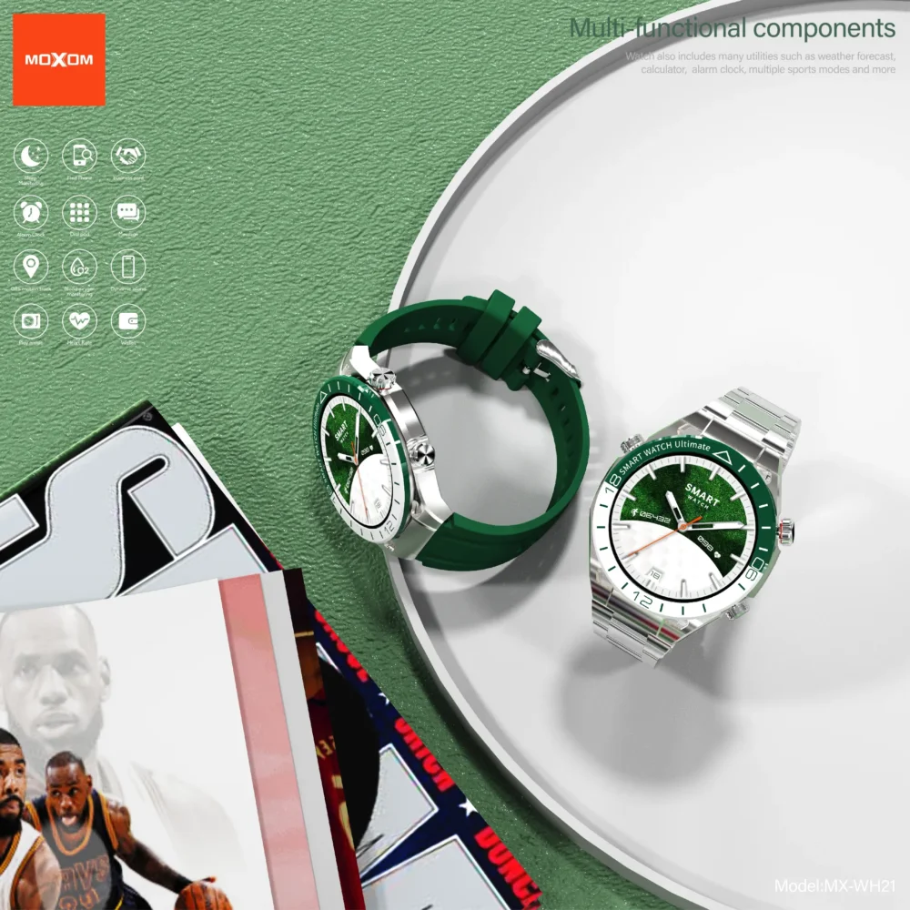 MOXOM MX-WH21 Emerald – Montre Connectée Premium 1,53″ | Appels Bluetooth, Suivi Santé & IP67 — image 4