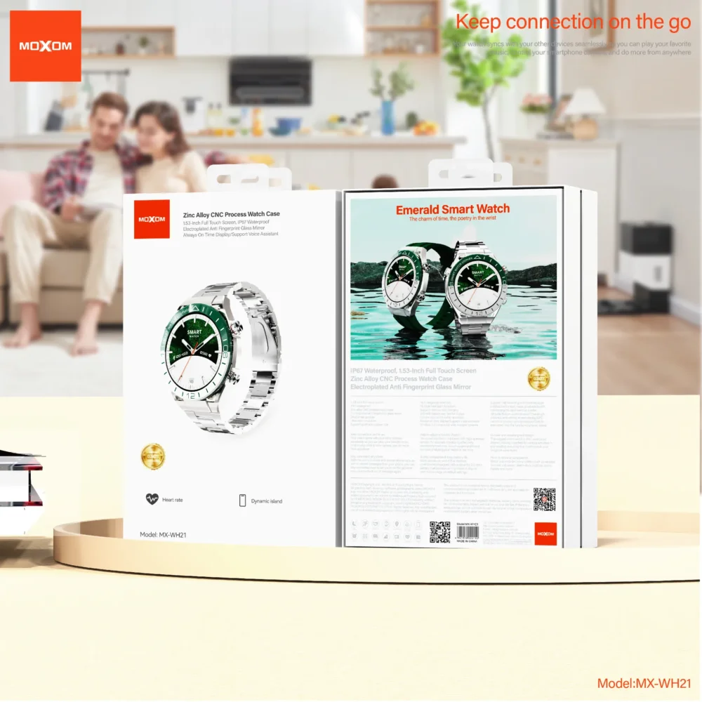 MOXOM MX-WH21 Emerald – Montre Connectée Premium 1,53″ | Appels Bluetooth, Suivi Santé & IP67 — image 3