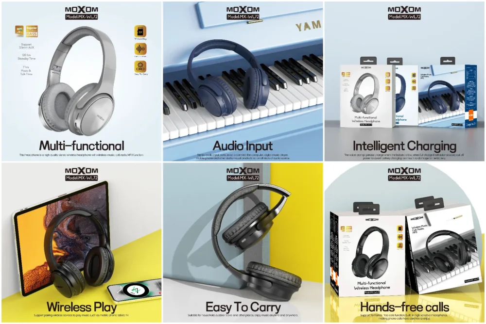 MOXOM MX-WL72 Casque Bluetooth Sans Fil – Hi-Fi Stereo, AUX 3.5mm, TF Card & Confort Premium — image 5
