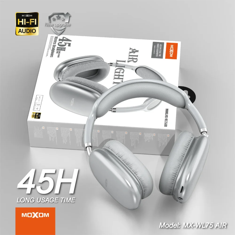 MOXOM MX-WL75 AIR Casque Bluetooth Sans Fil – Design Premium, AUX 3.5mm, TF Card & Hi-Fi Stereo — image 14